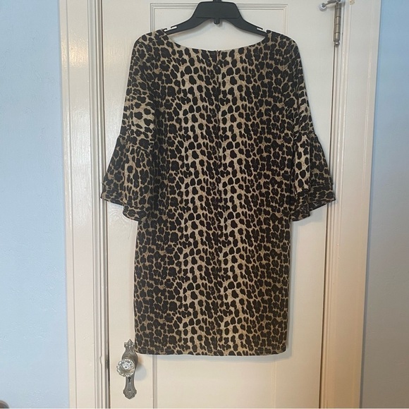 Belongsci Blouse Shirt Fully Lined Leopard Print Tunic with Bell Sleeves Size M - Picture 7 of 10